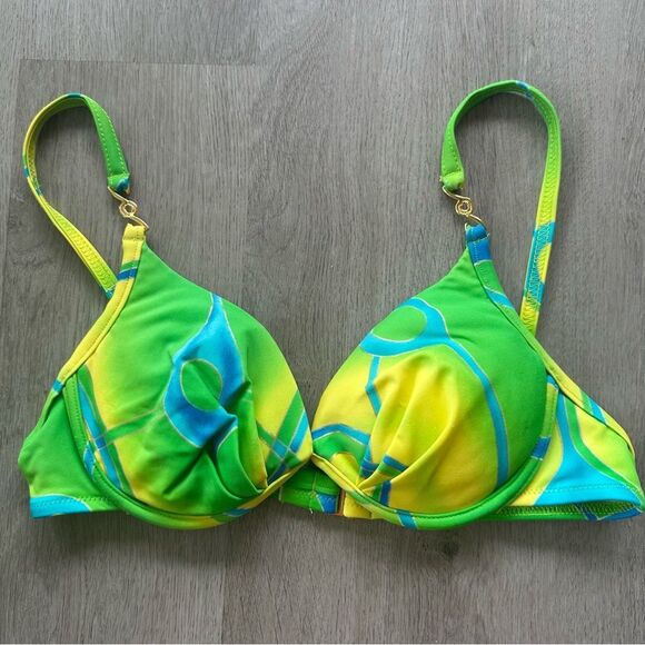 Tara Grinna Swim Designer Bikini Top Padded Size 36 Women’s Green Underwire - Picture 1 of 8